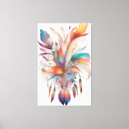 Bohemian Style Feathers Canvas Afdruk (Voorkant)