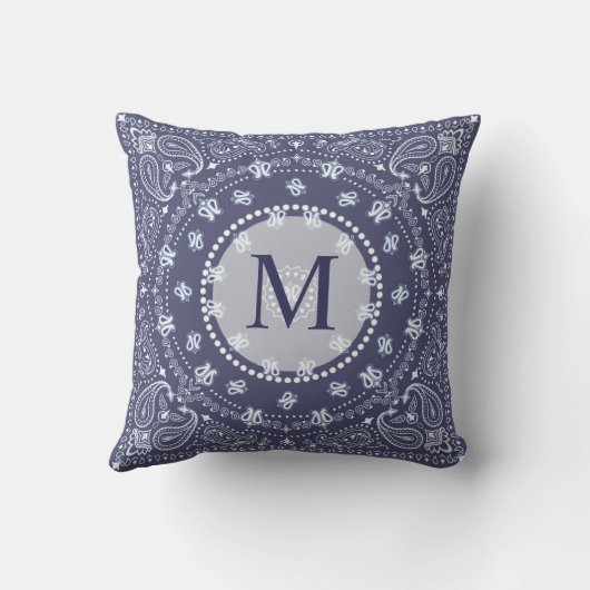 Bohemian Style Navy Blue Paisley, speciaal geperso Kussen (Achterkant)