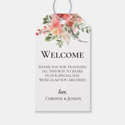 Bohemian Summer Floral Wedding Welcome Bag Cadeaulabel (Voorkant)
