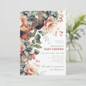 Bohemian Summer Garden Floral Baby shower Party Kaart (Staand voorkant)