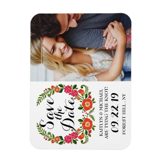 Bohemian Summer Photo Weddenschap Save the Date Magneet (Verticaal)