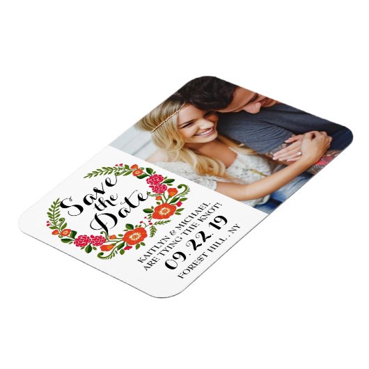Bohemian Summer Photo Weddenschap Save the Date Magneet (Linkerzijde)