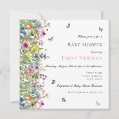 Bohemian Summer Wildflower Baby shower Kaart (Voorkant)