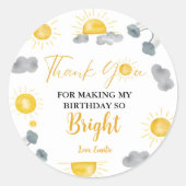 Bohemian Sun Verjaardag Dank u Baby shower Ronde Sticker (Voorkant)