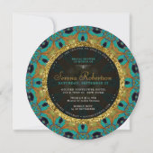 Bohemian Sunflower Mandala Vrijgezellenfeest Round Kaart (Achterkant)