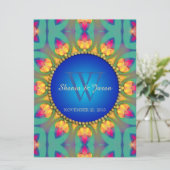 Bohemian Sunflower Monogram Grote uitnodiging (Staand voorkant)