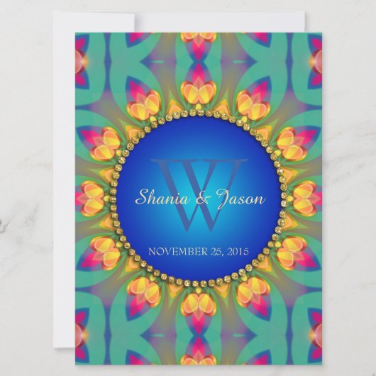 Bohemian Sunflower Monogram Grote uitnodiging (Voorkant)