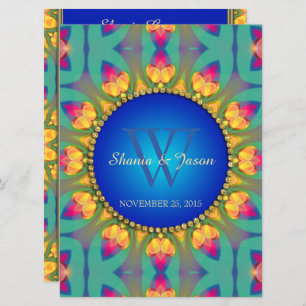 Bohemian Sunflower Monogram Grote uitnodiging