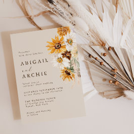 Bohemian Sunflower Wedding Kaart