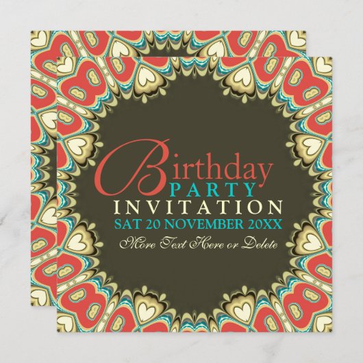 Bohemian Sweethearts Uitnodigingen voor verjaardag (Voorkant / Achterkant)