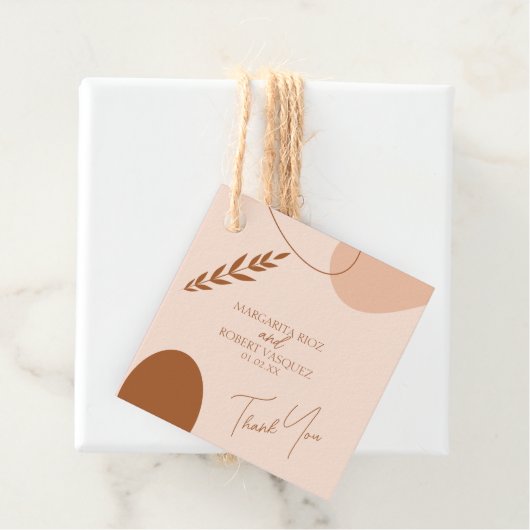 Bohemian Tan Brown Wedding Couples Bedankjes Labels (In situ)