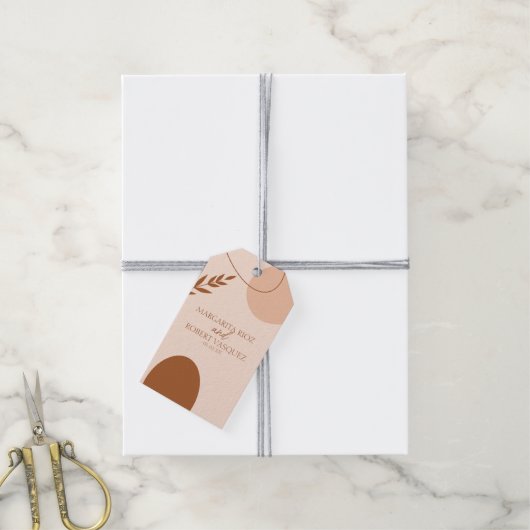 Bohemian Tan Brown Wedding Couples Cadeaulabel (Met Touw)