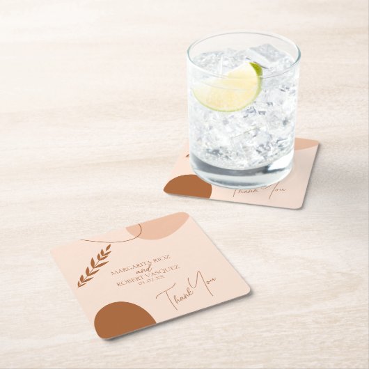 Bohemian Tan Brown Wedding Couples Kartonnen Onderzetters (Insitu)