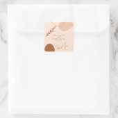 Bohemian Tan Brown Wedding Couples Vierkante Sticker (Tas)