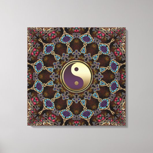 Bohemian Tapestry Yin Yang Verpakt Canvas (Voorkant)