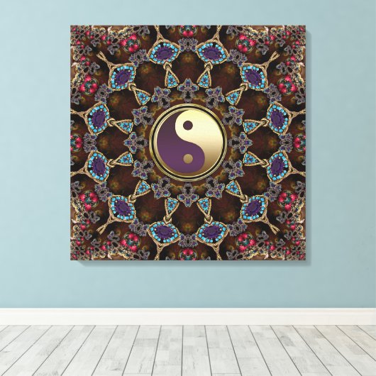 Bohemian Tapestry Yin Yang Verpakt Canvas (Insitu (Houten vloer))