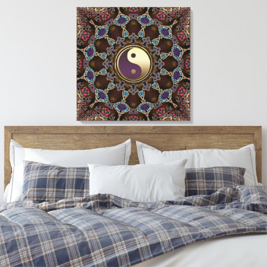 Bohemian Tapestry Yin Yang Verpakt Canvas (Insitu (Slaapkamer))