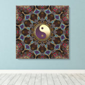 Bohemian Tapestry Yin Yang Verpakt Canvas Afdruk (Insitu (Houten vloer))