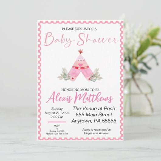 Bohemian Teepee Baby shower nodigt u uit Kaart (Staand voorkant)