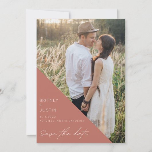 Bohemian Terracotta Arch Photo Wedding Save The Date (Voorkant)