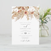 Bohemian Terracotta Bloemen Foto Herfst Bruiloft Kaart (Staand voorkant)