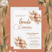 Bohemian Terracotta Boho Floral Pampas Afstuderen Kaart