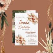 Bohemian Terracotta Boho Floral Pampas Afstuderen Kaart