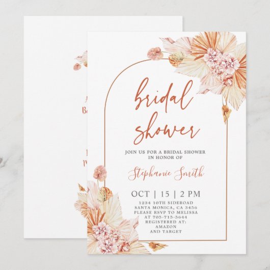 Bohemian Terracotta Bridal Shower Kaart (Voorkant / Achterkant)