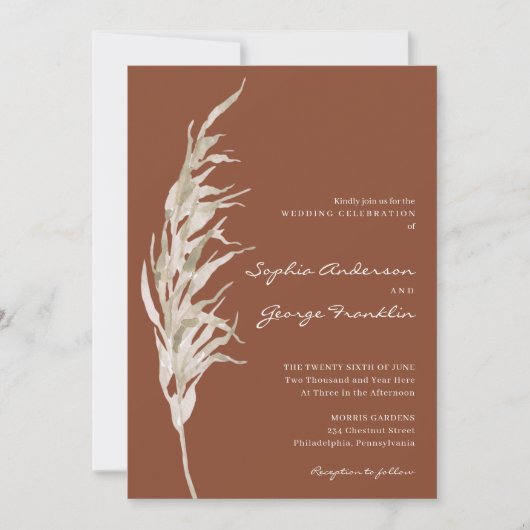 Bohemian Terracotta Bruiloft Uitnodiging Kaart (Voorkant)