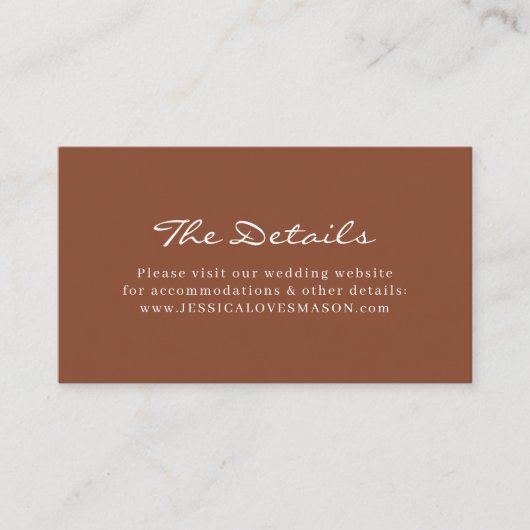 Bohemian Terracotta Bruiloft Website Invoegen Kaar Informatiekaartje (Voorkant)