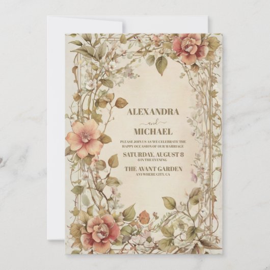 Bohemian Terracotta Classy Trendy Bruiloft Kaart (Voorkant)