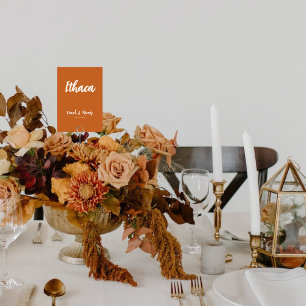 Bohemian Terracotta Custom Wedding Table Name Kaart