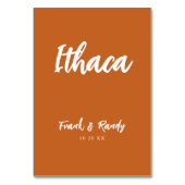 Bohemian Terracotta Custom Wedding Table Name Kaart (Voorkant)