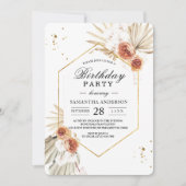 Bohemian Terracotta Dried Palm Leaf & Flowers Kaart (Voorkant)