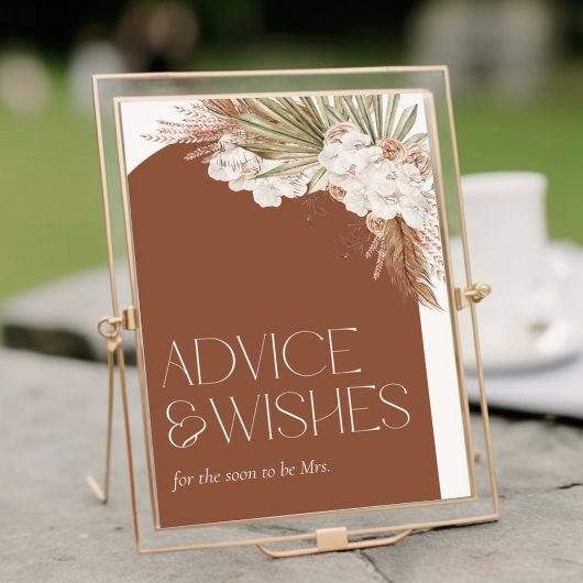 Bohemian Terracotta Floral Feathers Advies & Wise Poster