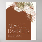 Bohemian Terracotta Floral Feathers Advies & Wise Poster (Voorkant)