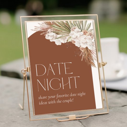 Bohemian Terracotta Floral Feathers Date Night Poster