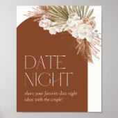 Bohemian Terracotta Floral Feathers Date Night Poster (Voorkant)