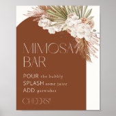 Bohemian Terracotta Floral & Feathers Mimosa Bar Poster (Voorkant)