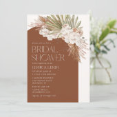 Bohemian Terracotta Floral Feathers Vrijgezellenfe Kaart (Staand voorkant)