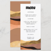 Bohemian Terracotta Groovy Wedding Dinner Menu (Voorkant / Achterkant)