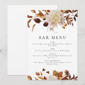 Bohemian Terracotta Herfst Floral Bar Menu Kaart (Voorkant / Achterkant)