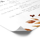 Bohemian Terracotta Herfst Floral Bar Menu Sign. Poster (Hoek)