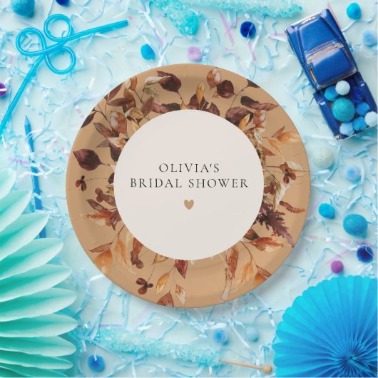 Bohemian Terracotta Herfst Floral Vrijgezellenfees Papieren Bordje (Feest)