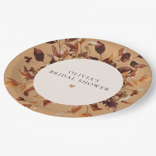 Bohemian Terracotta Herfst Floral Vrijgezellenfees Papieren Bordje (Gekanteld)