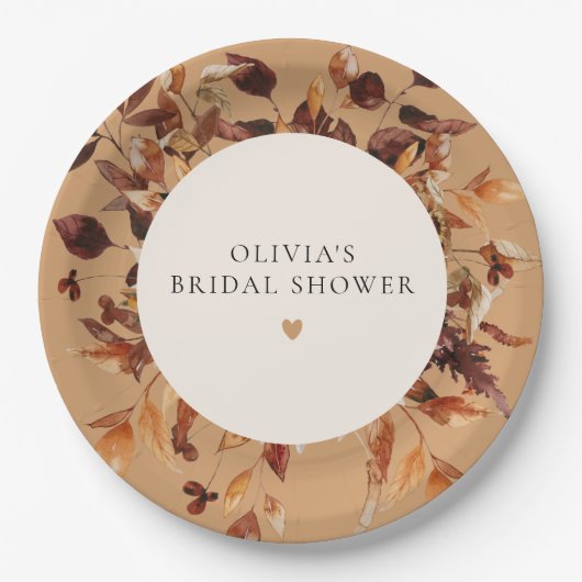 Bohemian Terracotta Herfst Floral Vrijgezellenfees Papieren Bordje (Voorkant)