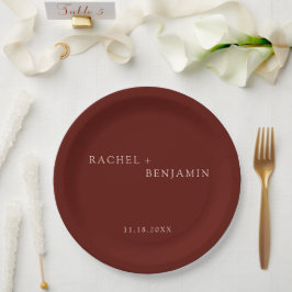 Bohemian Terracotta Minimalist Simple bruiloft Papieren Bordje