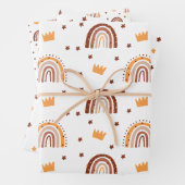 Bohemian Terracotta Rainbow 1st Birthday Inpakpapier Vel (In situ)