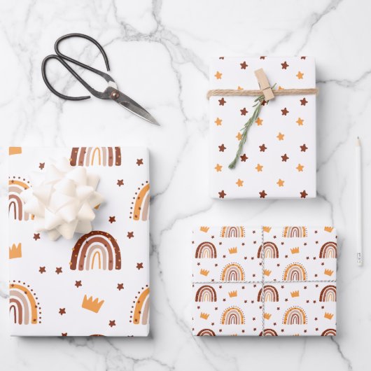 Bohemian Terracotta Rainbow 1st Birthday Inpakpapier Vel (Voorkant)