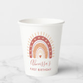 Bohemian Terracotta Rainbow Birthday Party Papieren Bekers (Voorkant)